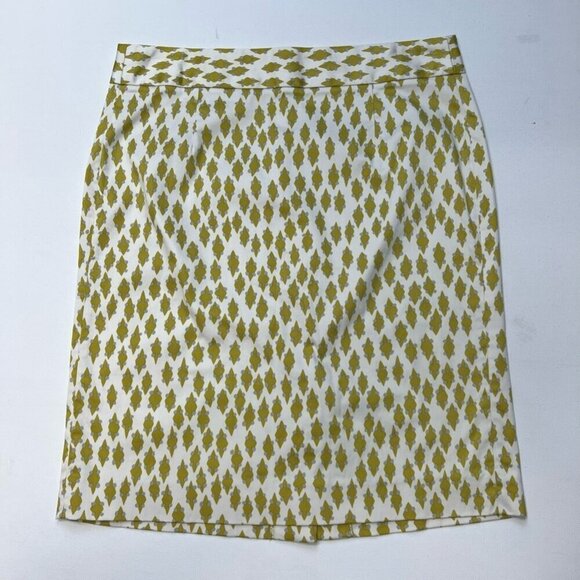 J.Crew Womens A Line Skirt Green White Diamond Above Knee Stretch Zip 10 - Picture 1 of 10